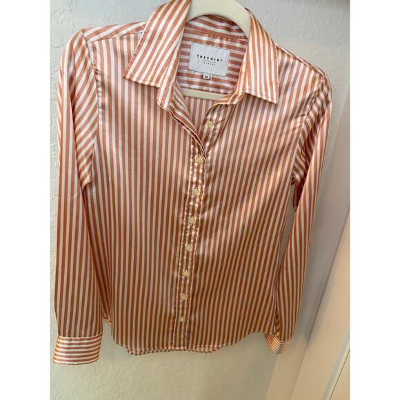 The Shirt by Rochelle Behrens Striped Satin Button Down Blouse – XS - Picture 1 of 6
